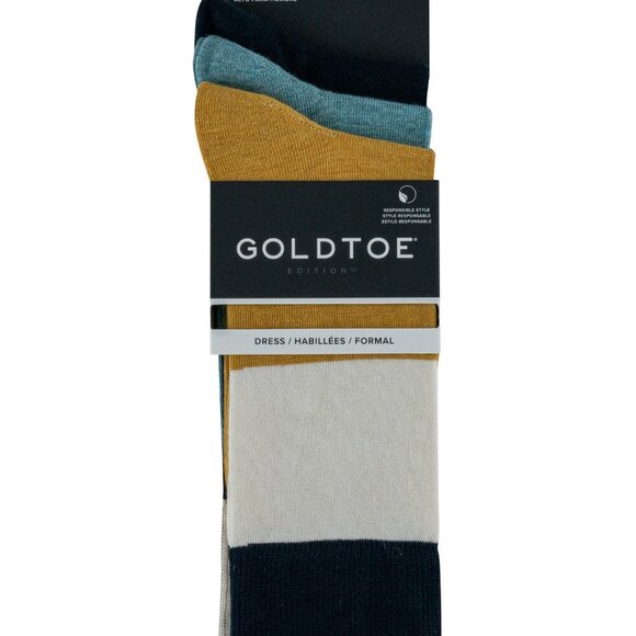 NWT Gold Toe 3 Pack Dress Socks Stripes Comfort Top - Picture 1 of 4